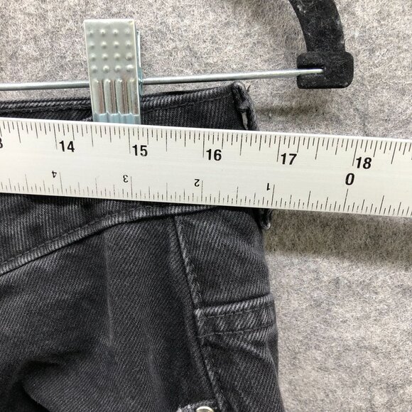 Zara Straight High Rise Long Length Jean Womens 10 Black Charcoal Wash - Picture 7 of 11